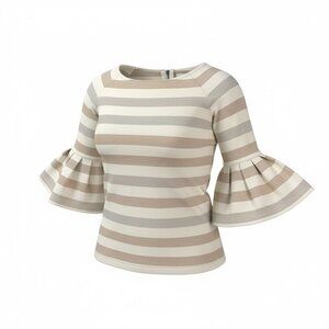 Maeve by Anthropologie Striped Bell Sleeve Boho Blouse Size Large Cotton Blend